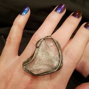 Large quartz crystal ring